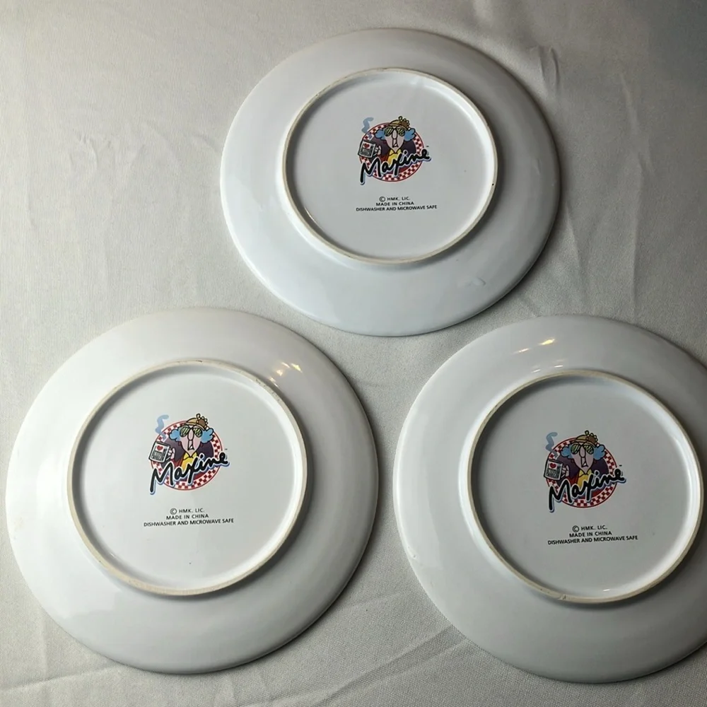 Hallmark Maxine Set Of 3 Decor Plates 7.5” American Grumpy Collectible